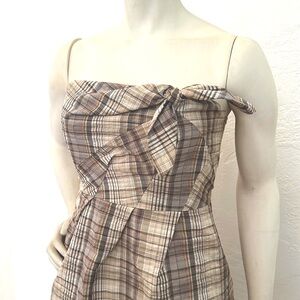 Tracy Reese anthropology plaid seer sucker strapless dress